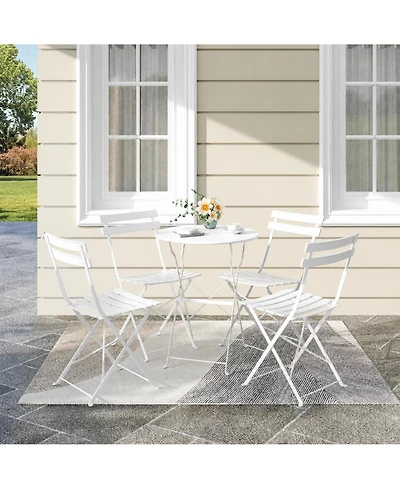 homfan 5-Piece Folding Patio Set, Space Saving Solid Steel 4 Chair Patio Furniture Set with Table for Balcony, Porch, Yard