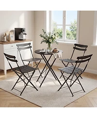 homfan 5-Piece Folding Patio Set, Space Saving Solid Steel 4 Chair Patio Furniture Set with Table for Balcony, Porch, Yard