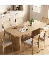 homfan Dining Table for 6-8 People, 62" Modern Table with Large Tabletop and Heavy Duty Pedestal Legs, Rectangular Table for Kitchen, Conference Room