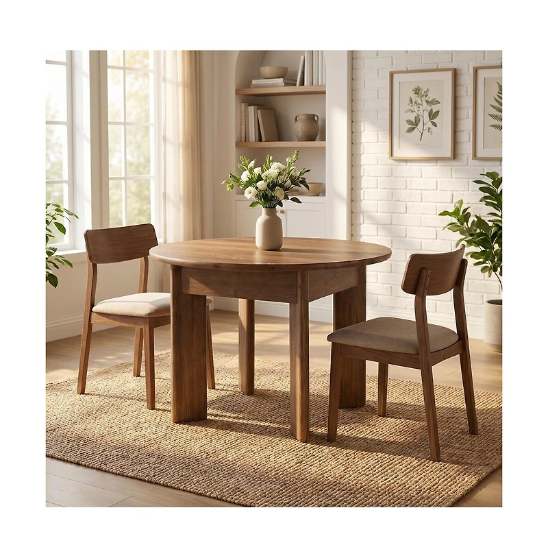 Tribesigns Round Dining Table for 4 People, 39.4- Inch Dining Room Table with Wooden Pedestal Base