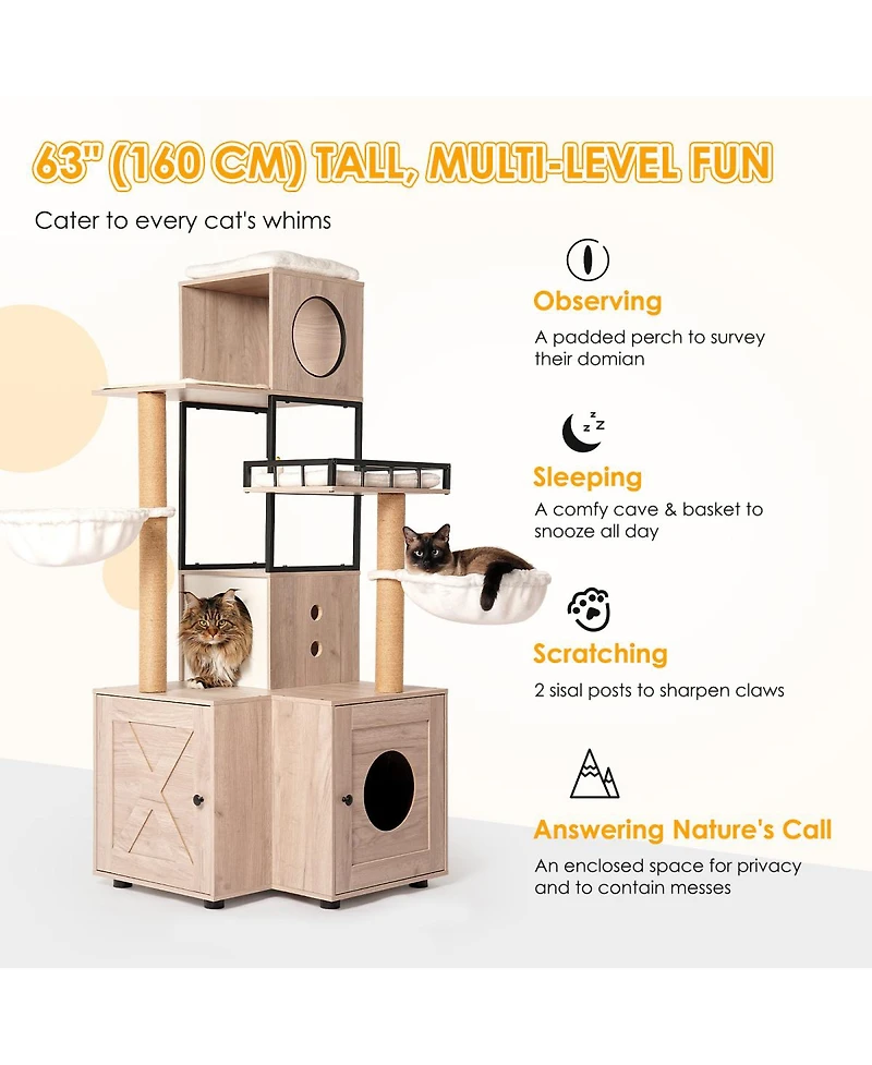 Streamdale Furniture Multi-Functional Cat Tree with Litter Box Enclosure
