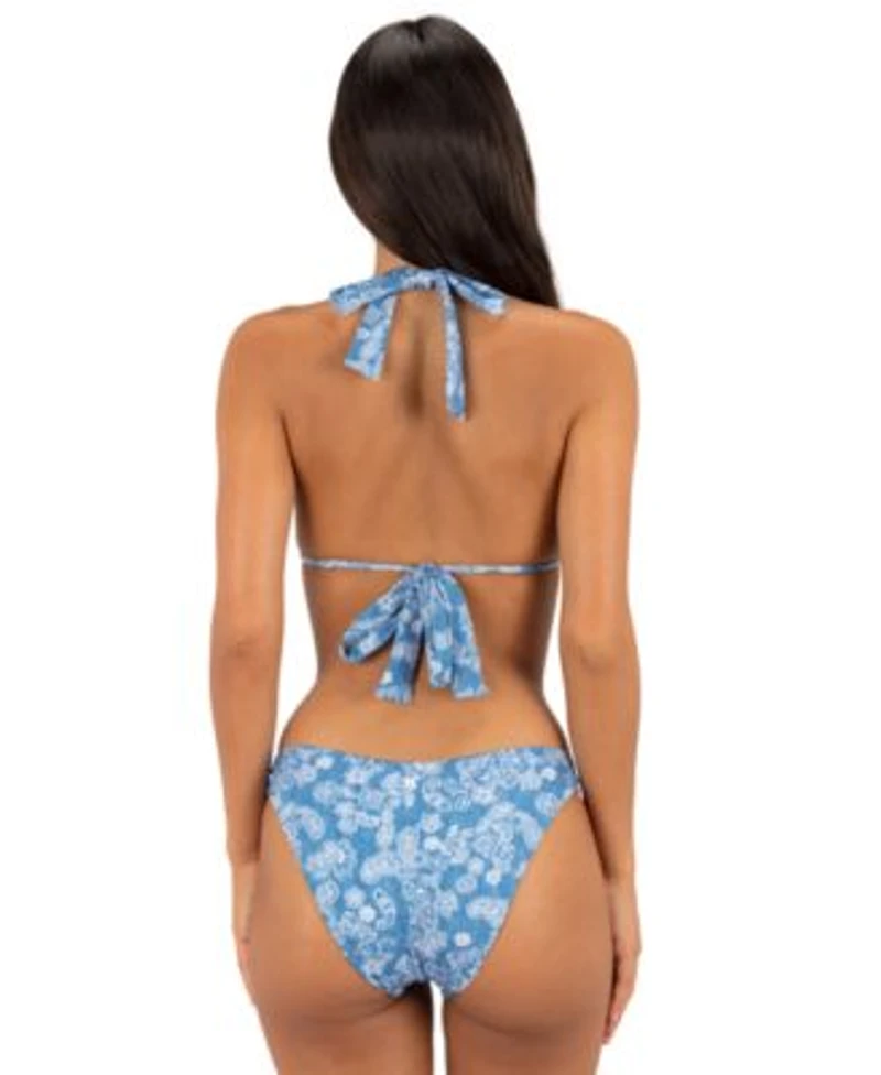 Hurley Womens Tie Back V Neck Bikini Top Low Rise Moderate Coverage Bottom