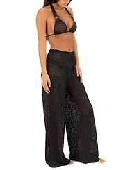 Hurley Women's Pull-On Flower Crochet Beach Cover-Up Pants