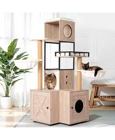 Streamdale Furniture Multi-Functional Cat Tree with Litter Box Enclosure