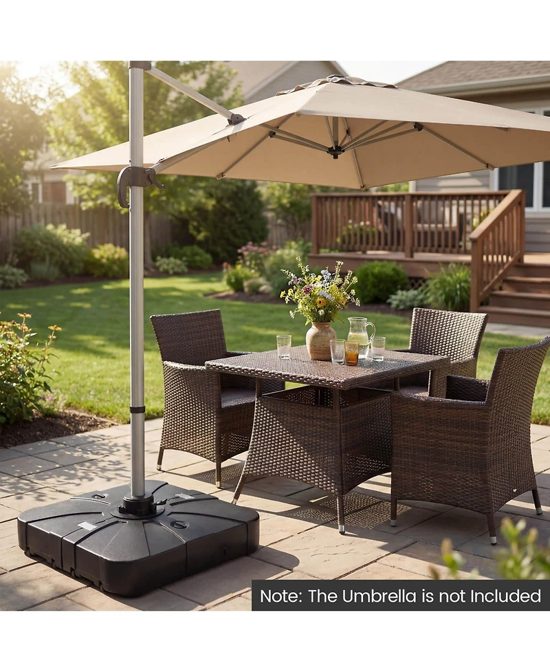 Costway 375 Lbs Outdoor Cantilever Umbrella Base with Wheels for Garden Deck Poolside