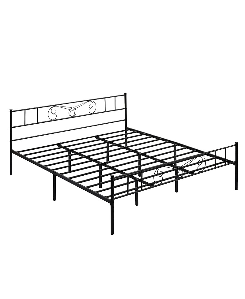homfan King Metal Bed Frame, Platform Bed with Headboard and Underbed Storage for Bedroom, No Box Spring Needed