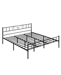 homfan King Metal Bed Frame, Platform Bed with Headboard and Underbed Storage for Bedroom, No Box Spring Needed
