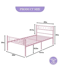 homfan Metal Bed Frame, Heavy Duty Platform Bed with Headboard and Under Bed Storage for Bedroom, No Box Spring Needed