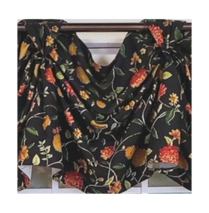 Rlf Home Modern Design Nightfall Victory Swag 3-Sccop Window Valance 50" x 25" Black