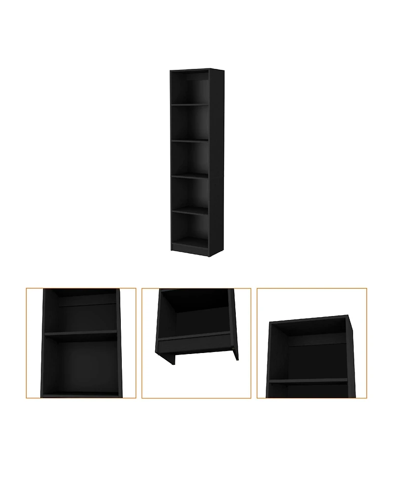Fm Furniture Sutton Slim Bookcase with Modern 5-Shelf Design