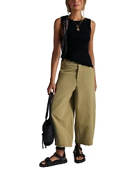 Free People Women's Laydown High-Rise Barrel-Leg Chino Cotton Pants