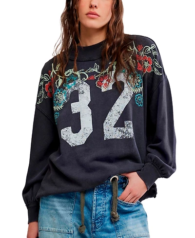 Free People Juniors' Cotton Slouchy Mock-Neck Sweatshirt