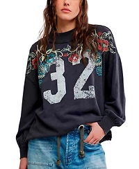 Free People Juniors' Cotton Slouchy Mock-Neck Sweatshirt