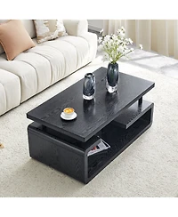 Streamdale Furniture 3-Tier Modern Mdf Coffee Table with Wood Grain Finish