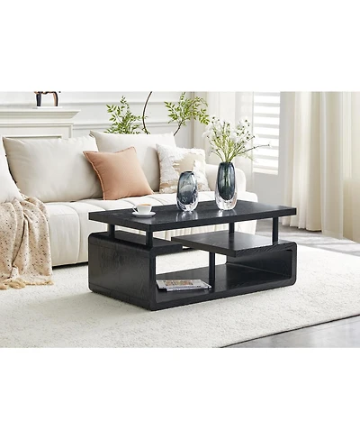 Streamdale Furniture 3-Tier Modern Mdf Coffee Table with Wood Grain Finish