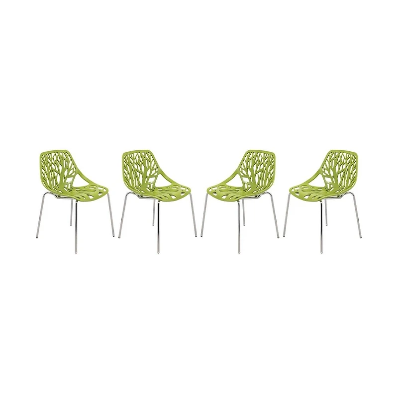 LeisureMod Asbury Stackable Modern Cut-Out Design Backrest Dining Chair with Chrome Legs and Floor Caps Side Chair