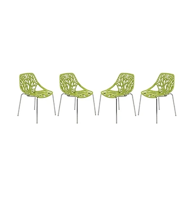 LeisureMod Asbury Stackable Modern Cut-Out Design Backrest Dining Chair with Chrome Legs and Floor Caps Side Chair