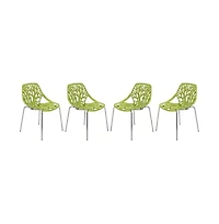 LeisureMod Asbury Stackable Modern Cut-Out Design Backrest Dining Chair with Chrome Legs and Floor Caps Side Chair