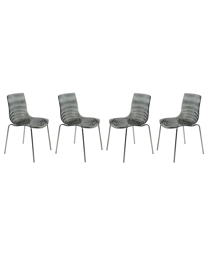 LeisureMod Astor Water Ripple Design Dining Chair Set of 4