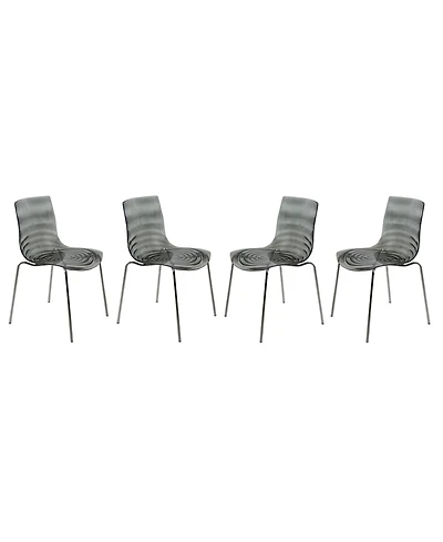 LeisureMod Astor Water Ripple Design Dining Chair Set of 4