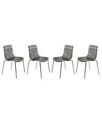 LeisureMod Astor Water Ripple Design Dining Chair Set of 4