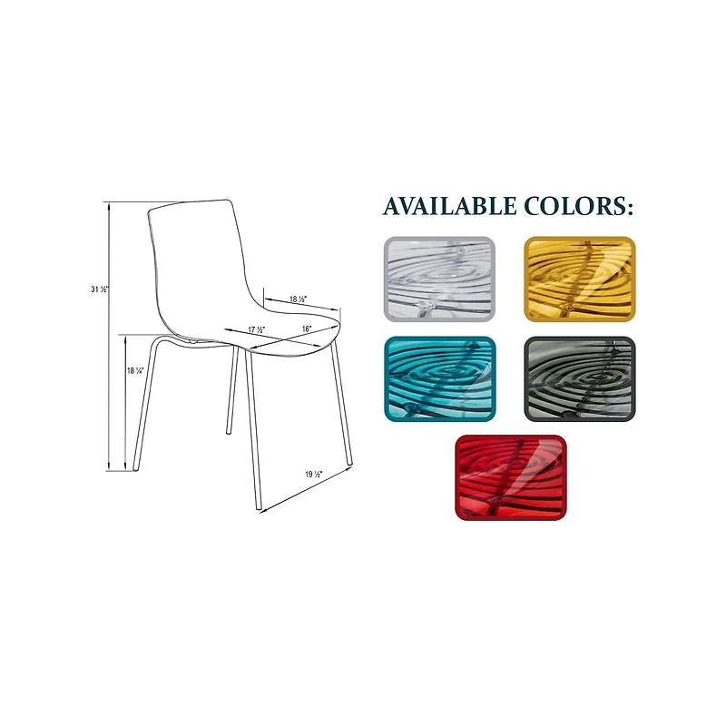 LeisureMod Astor Water Ripple Design Dining Chair Set of 4