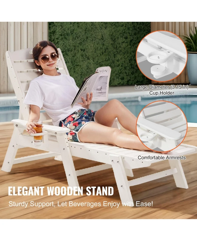 Yiortwo Outdoor Chaise Lounge Chair, 6-Position Adjustable Reclining Patio Lounger