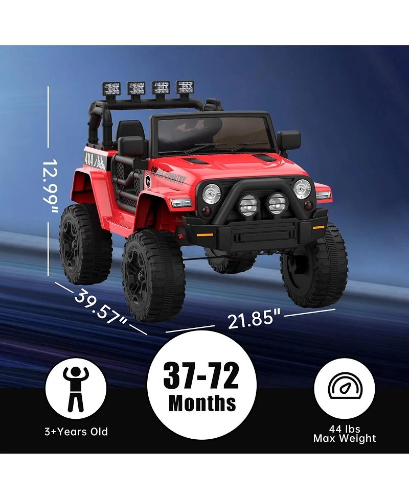 homfan 2 Seater Electric Ride On Off Road Vehicle - Parental Remote, Dual Doors, Led Lights, MP3 Music, Spring Suspension, Safety Belt