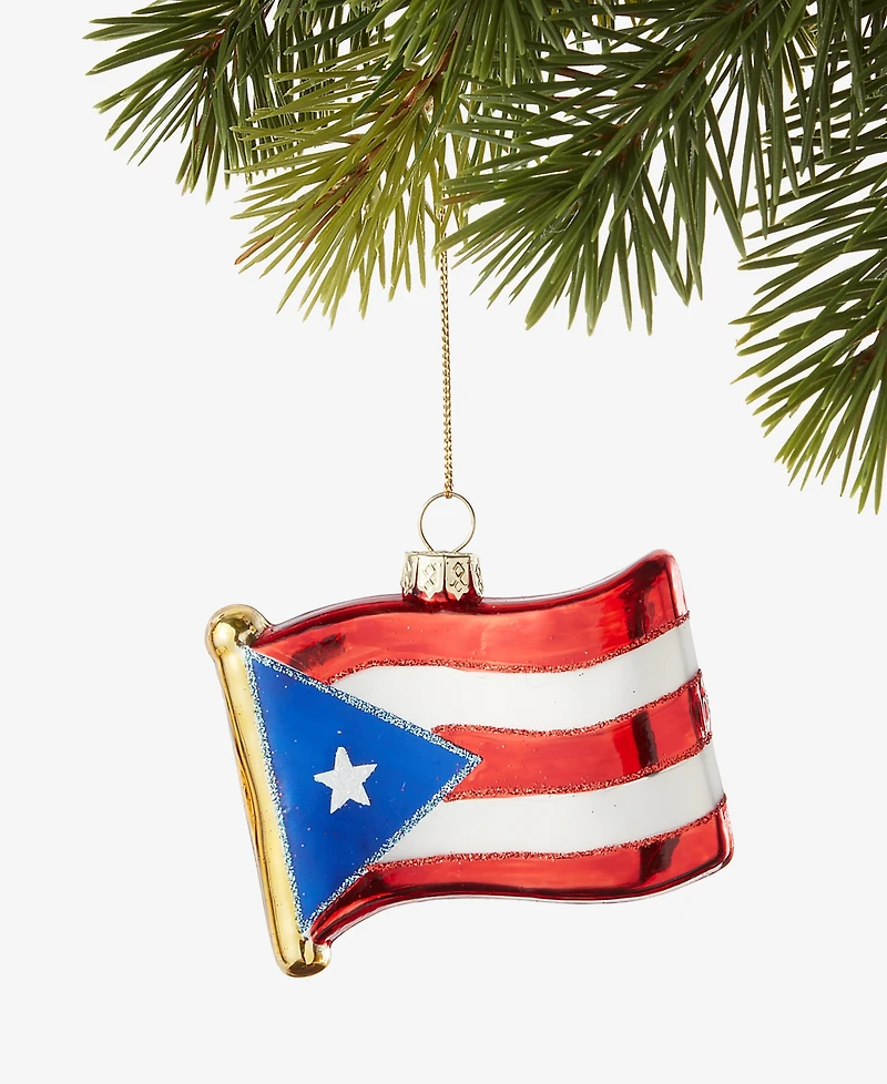 Holiday Lane Feliz Navidad Glass Flag Ornament, Exclusively at Macy's