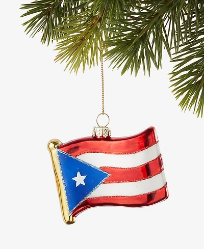 Holiday Lane Feliz Navidad Glass Flag Ornament, Exclusively at Macy's