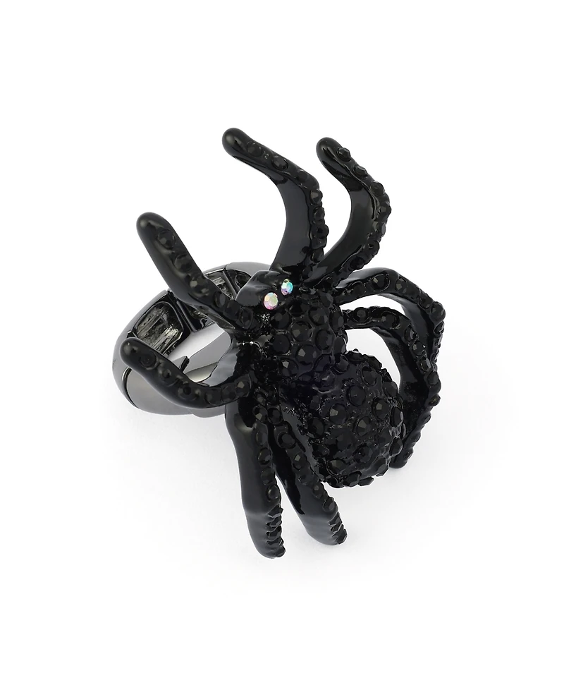 Betsey Johnson Faux-Stone Halloween Spider Cocktail Ring
