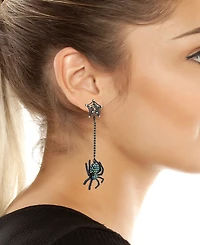 Betsey Johnson Faux-Stone Halloween Spiderweb Linear Earrings