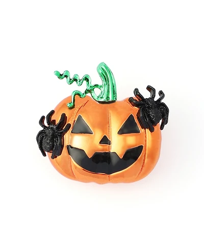Betsey Johnson Orange Halloween Pumpkin Jack-o-Lantern Brooch