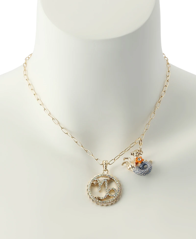 Betsey Johnson Faux-Stone Capricorn Celestial Pendant Necklace Charm Zodiac Set