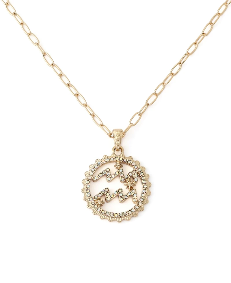 Betsey Johnson Faux-Stone Aquarius Celestial Pendant Necklace Charm Zodiac Set