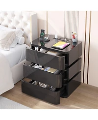 Vlsrka 3 Drawer Nightstand With Charging Station And Motion Sensor Rgb Light No Assembly Required)