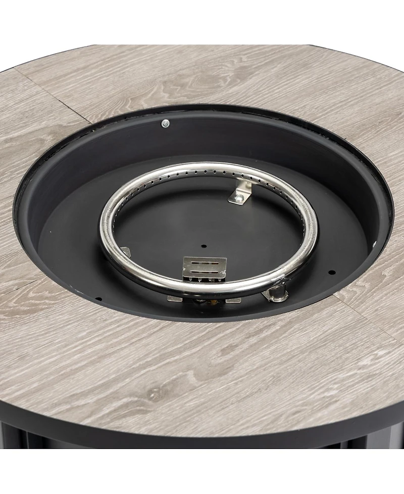 Streamdale Furniture 30-inch Outdoor Fire Pit Table with Wood Grain Ceramic Top