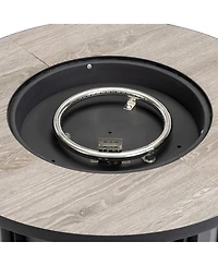 Streamdale Furniture 30-inch Outdoor Fire Pit Table with Wood Grain Ceramic Top