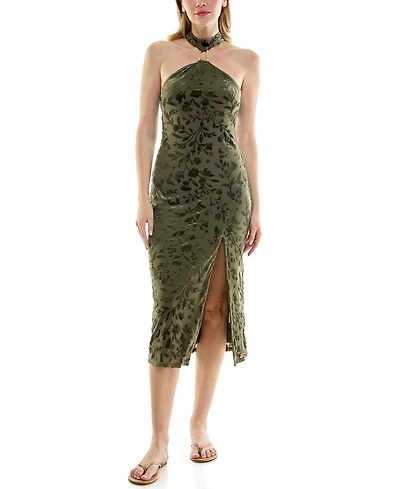 Row A Juniors' Halter Neck Midi Dress