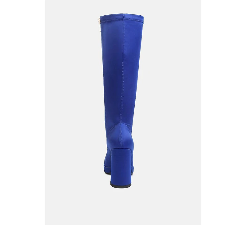 Presto Pink Stretchable Satin Long Boot Women