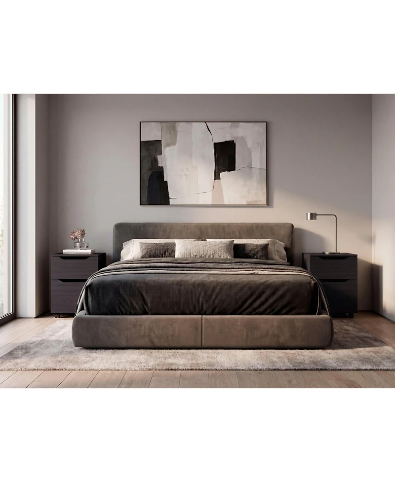 Fm Furniture Ocala Set of 2 Nightstands: Modern Bed Set with Storage Drawer and Shelf, Wenge