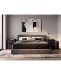 Fm Furniture Ocala Set of 2 Nightstands: Modern Bed Set with Storage Drawer and Shelf, Wenge