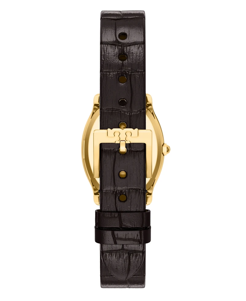Tory Burch Women's Small Eleanor Curve Brown Leather Watch 24mm