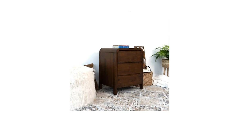 Lucky One 23.6" Width Solid Wood Mid Century Nightstand with 3-Drawer