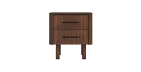 Lucky One Mid Century Solid Wood Walnut Nightstand with 2-Drawer
