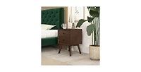 Lucky One 23.6" Width Assembled Mid Century Nightstand 2-Drawer Solid Wood