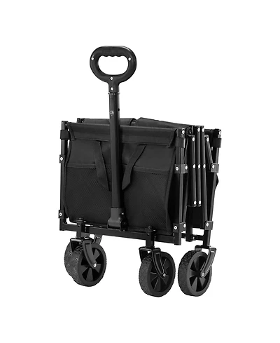 Vevor Folding Wagon Cart, Collapsible Folding Garden Cart w/ Shade Beach Utility