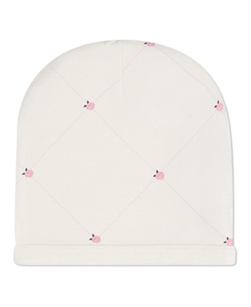 MeMoi Baby Girls 3M -6M Rosettes and Stitching Cotton Rayon-Blend Beanie