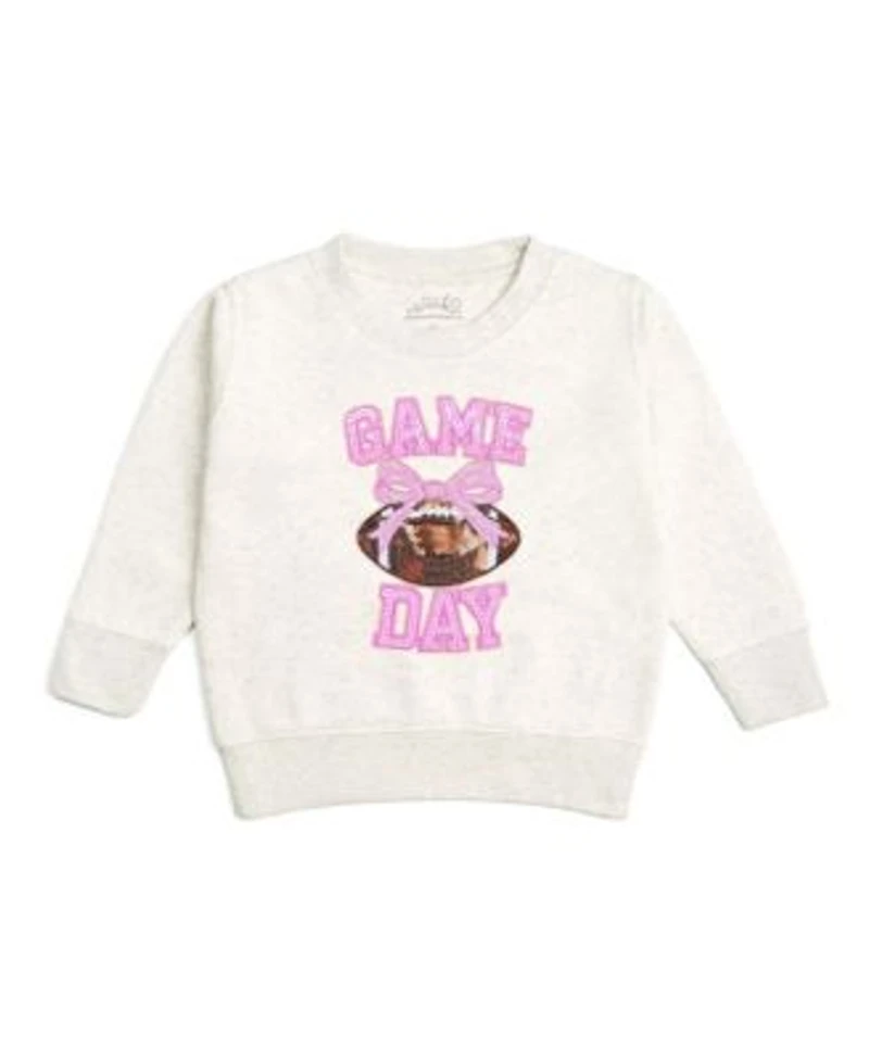 Sweet Wink Little Girls Game Day Sequin Patch Sweatshirt