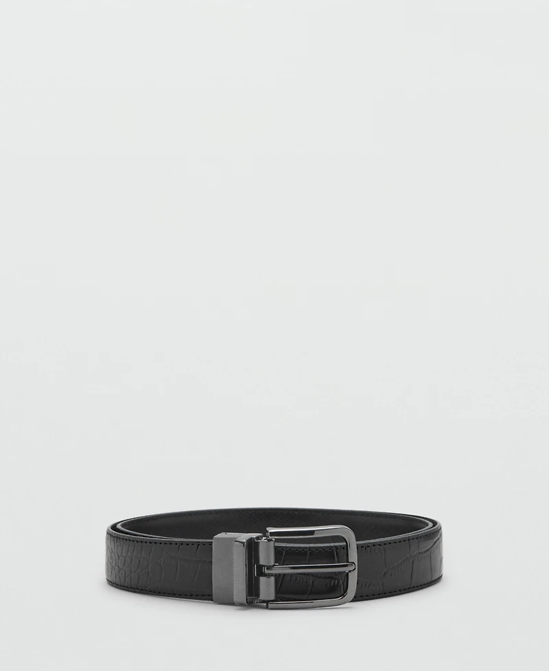 Mango Men's Croc-Effect Leather Belt